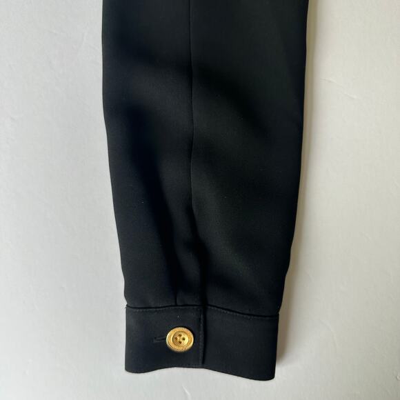 David Warren Blazer Jacket Gold Button Collared V Black Women's 6 Career Office - Picture 6 of 11